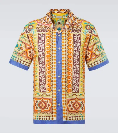 Etro Printed Cotton Bowling Shirt In Multi