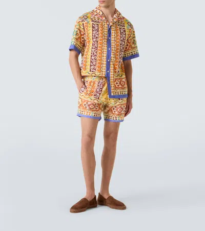 Etro Printed Cotton Bowling Shirt In Multi