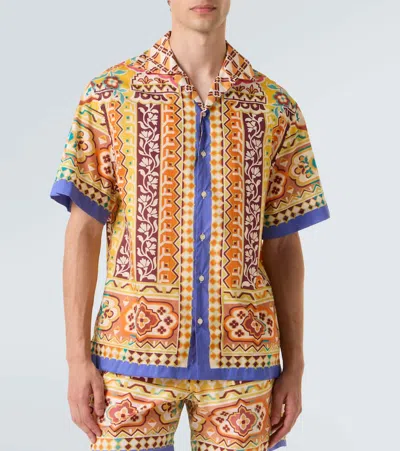 Etro Printed Cotton Bowling Shirt In Multi