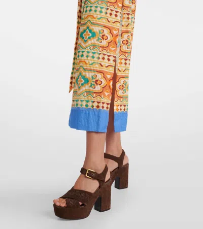 Etro Printed Cotton And Silk Midi Dress In Yellow