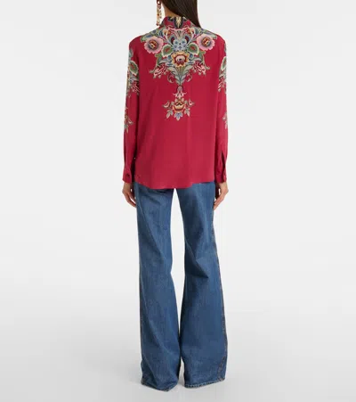Etro Silk Shirt With Placed Print In Red