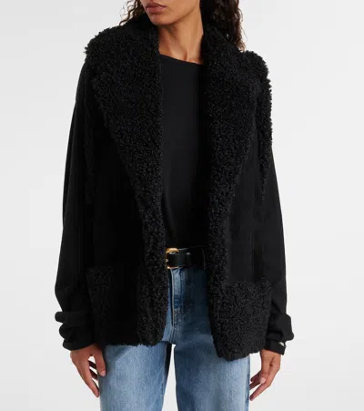 Johanna Ortiz Shearling-trimmed Suede Vest