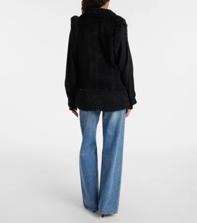 Johanna Ortiz Shearling-trimmed Suede Vest