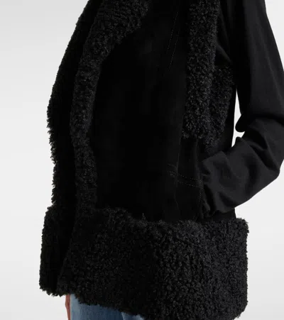 Johanna Ortiz Shearling-trimmed Suede Vest