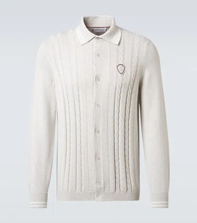 Brunello Cucinelli Cable-knit Cotton Cardigan In Neutral