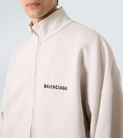 Balenciaga Logo Cotton Jersey Track Jacket In White