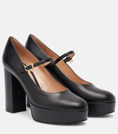 Gianvito Rossi Leather Platform Mary Jane Pumps