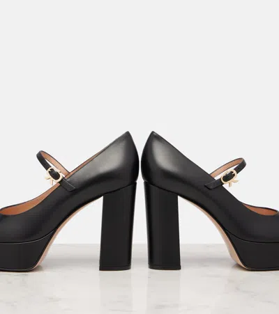 Gianvito Rossi Leather Platform Mary Jane Pumps