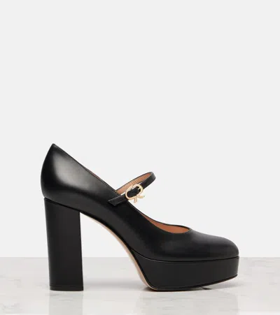 Gianvito Rossi Leather Platform Mary Jane Pumps