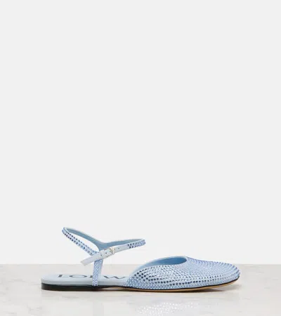 Loewe Toy Embellished Suede Flats In Blue
