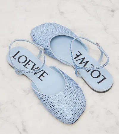 Loewe Toy Embellished Suede Flats In Blue