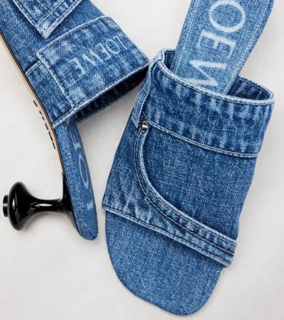 Loewe Toy Panta Denim Slide Sandals In Blue
