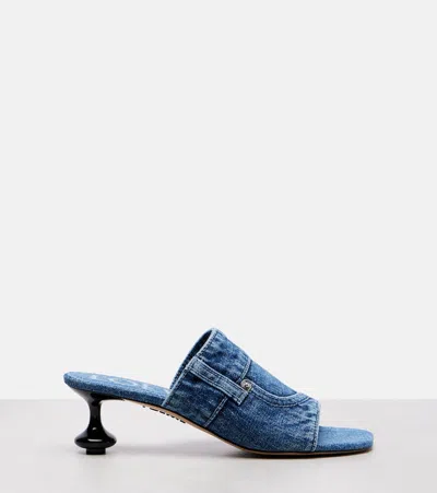 Loewe Toy Panta Denim Slide Sandals In Blue