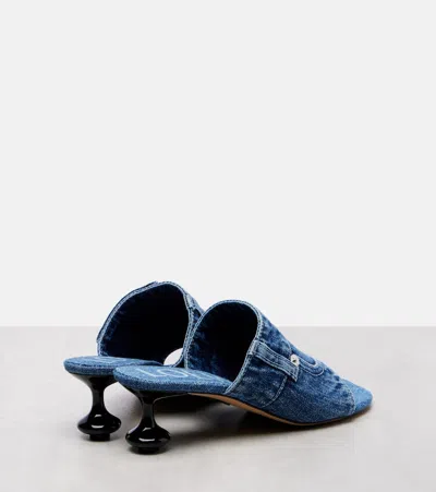 Loewe Toy Panta Denim Slide Sandals In Blue