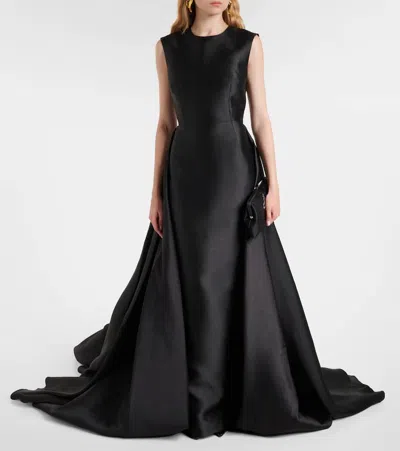 Solace London Larsen Satin Gown In Black