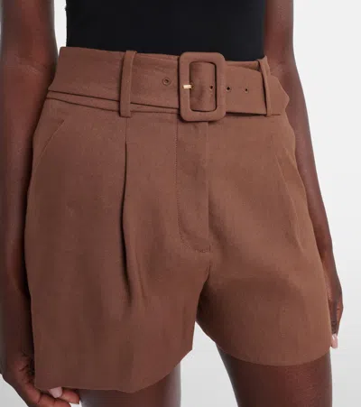 Veronica Beard Piper Belted Linen-blend Shorts