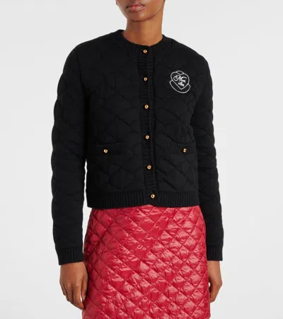 Moncler Logo Quilted Wool-blend Cardigan