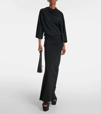Rick Owens Draped Charmeuse Top In Black