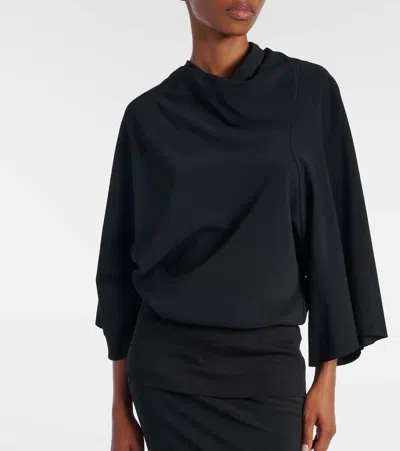 Rick Owens Draped Charmeuse Top In Black