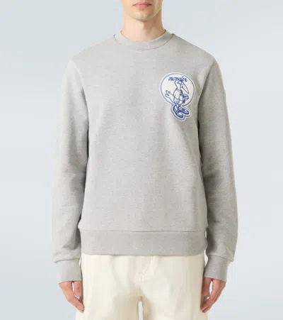 Moncler Embroidered-logo Sweatshirt In Gray
