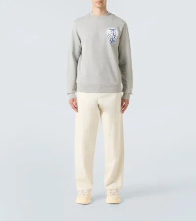 Moncler Embroidered-logo Sweatshirt In Gray