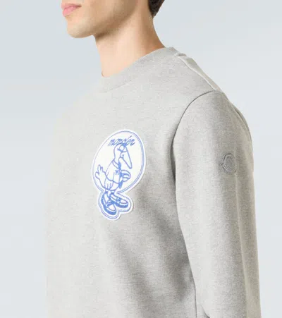 Moncler Embroidered-logo Sweatshirt In Gray