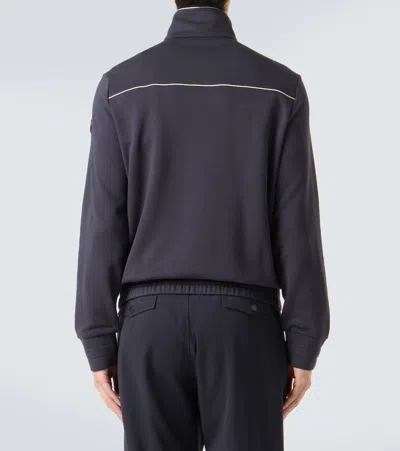 Moncler Technical Jersey Zip-up Sweatshirt In Blue