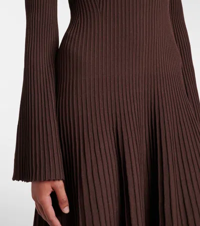 Simkhai Genna Ribbed-knit Midi Dress In Brown