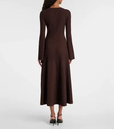 Simkhai Genna Ribbed-knit Midi Dress In Brown