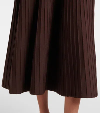 Simkhai Genna Ribbed-knit Midi Dress In Brown