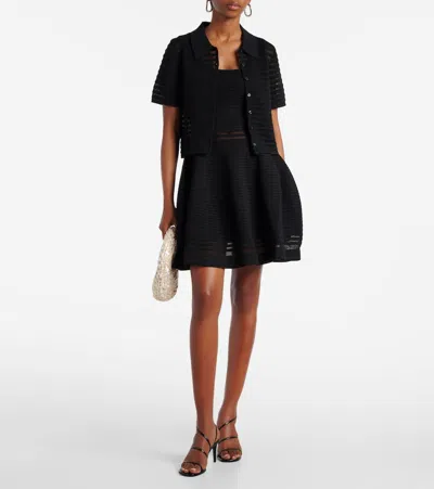 Simkhai Black Square Neck Dress With Flared Skirt In Fabric Woman