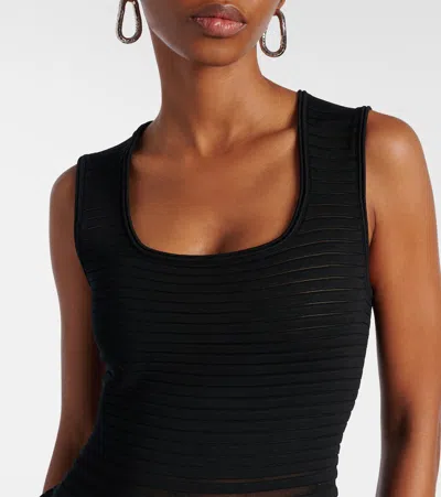 Simkhai Black Square Neck Dress With Flared Skirt In Fabric Woman