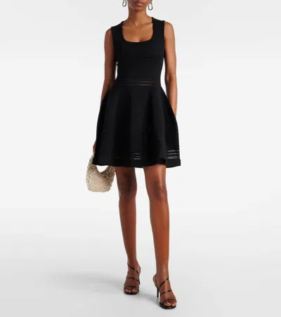 Simkhai Black Square Neck Dress With Flared Skirt In Fabric Woman