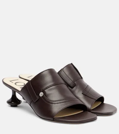 Loewe Toy Panta Leather Slide Sandals In Brown