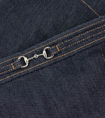 Gucci Denim Skirt With Horsebit In Black