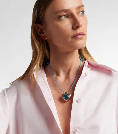 Roxanne First Cupid's Big Heart 14kt Gold Pendant Necklace With Topaz