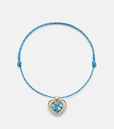 Roxanne First Cupid's Big Heart 14kt Gold Pendant Necklace With Topaz