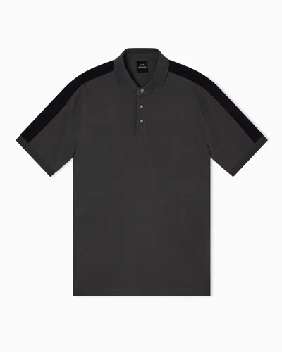 Armani Exchange Regular Fit Polo With Contrasting Tape In Gray