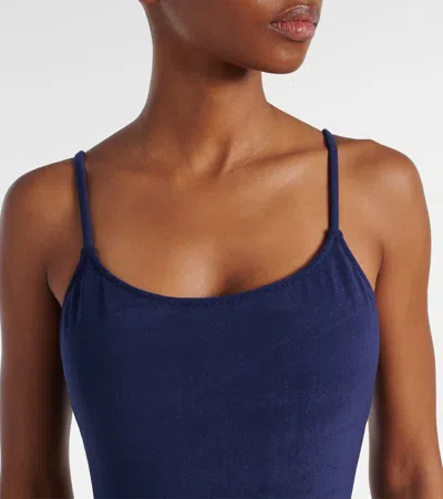 Polo Ralph Lauren Kennedy Belted One Piece Swimsuit In Blue