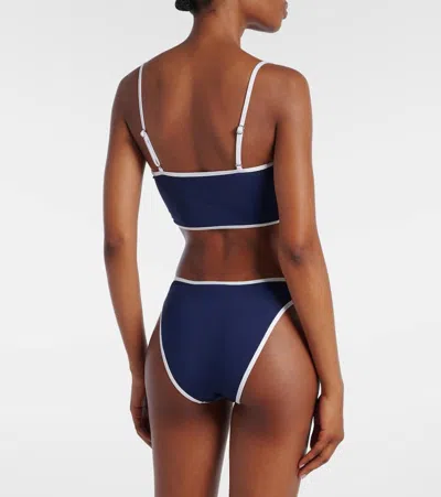 Polo Ralph Lauren Navy Blue Bikini Top With Logo In Blue