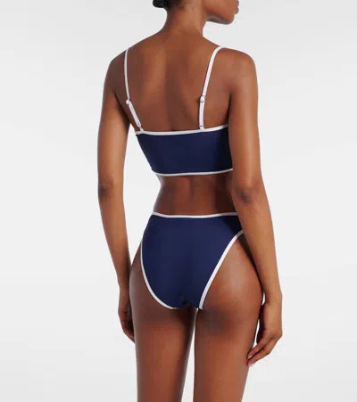 Polo Ralph Lauren Navy Blue High Waist Bikini Bottom With Logo In Nay