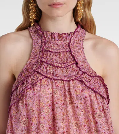 Isabel Marant Étoile Carlee Printed Ruffled Cotton Blouse In Pink