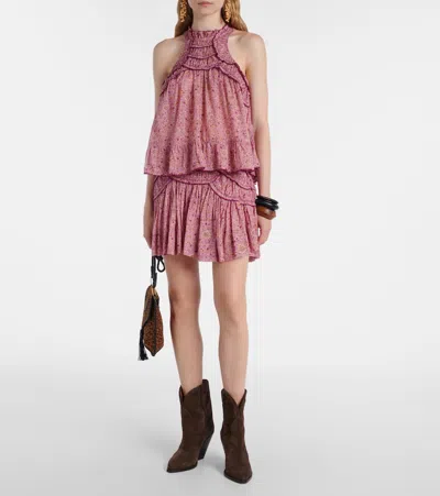Isabel Marant Étoile Carlee Printed Ruffled Cotton Blouse In Pink