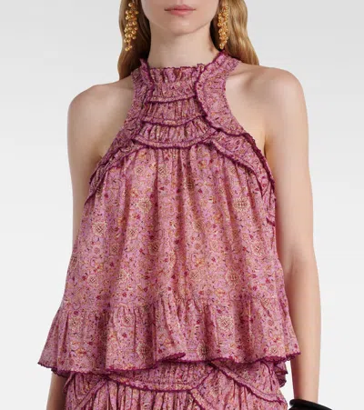 Isabel Marant Étoile Carlee Printed Ruffled Cotton Blouse In Pink