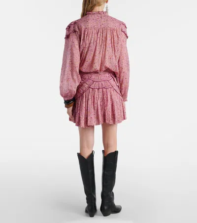 Isabel Marant Étoile Ceola Printed Ruffled Cotton Skirt In Pink