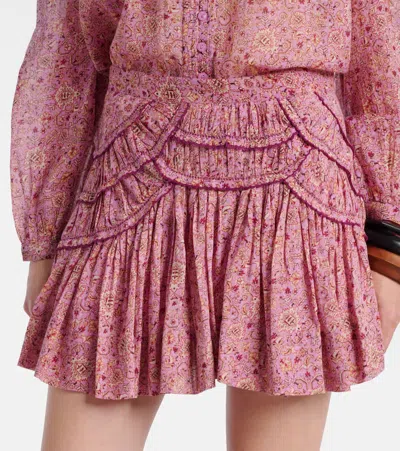 Isabel Marant Étoile Ceola Printed Ruffled Cotton Skirt In Pink