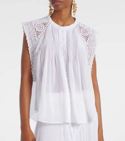 Isabel Marant Étoile Grecia Lace-trimmed Cotton Blouse