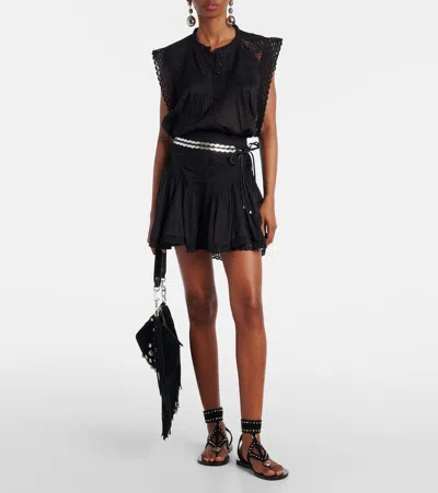Isabel Marant Étoile Goldie Lace-trimmed Cotton Miniskirt
