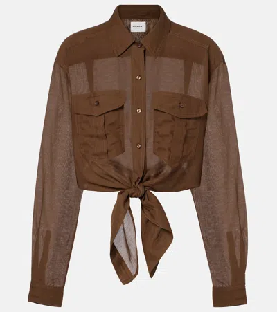 Isabel Marant Étoile Nath Cropped Cotton-blend Shirt In Green
