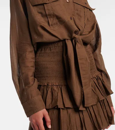 Isabel Marant Étoile Nath Cropped Cotton-blend Shirt In Green